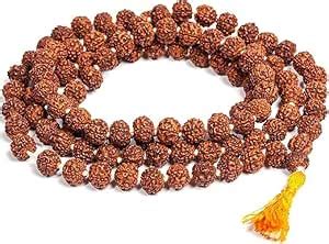 Original Rudraksha Mala (Brown, 9-10mm) with Certificate for Wearing ...
