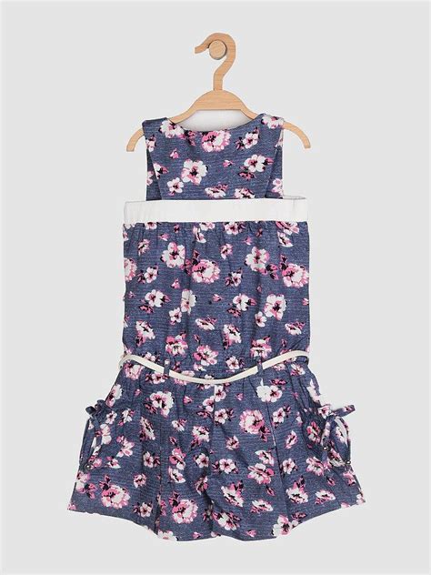 Buy Girls Grey Printed Jumpsuit With Belt | Peppermint