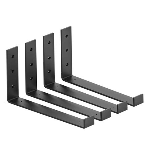 Buy Shelf Brackets, 12 Inch Heavy Duty Black Metal Floating Wall ed ...