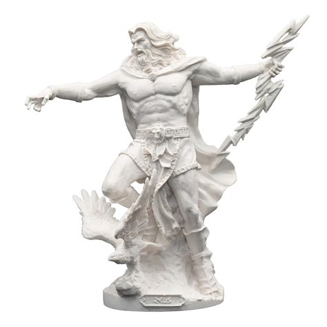Zeus Greek God Statue With Lightning Bolt