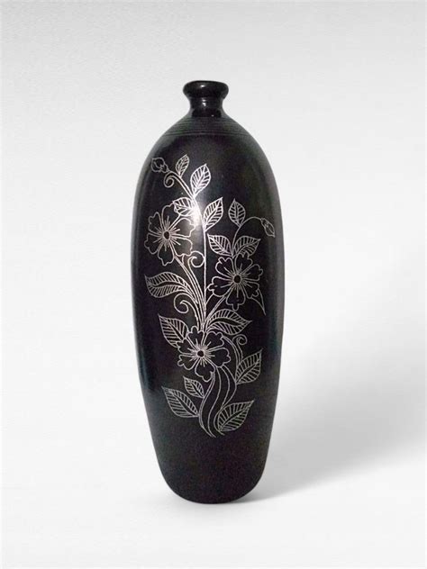Buy Black Pottery Flower Vase Pot Shape
