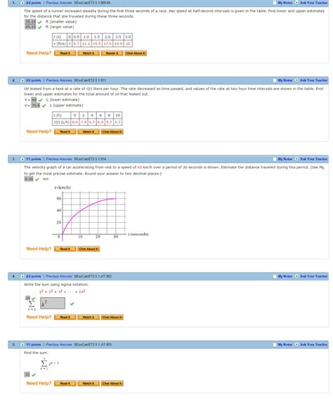 5.1 – Webassign Answers