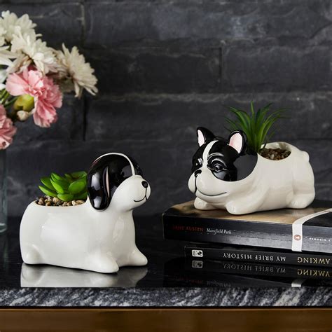 Buy Soil Mates Set of 2 Ceramic Dog Planters from Home Centre at just ...