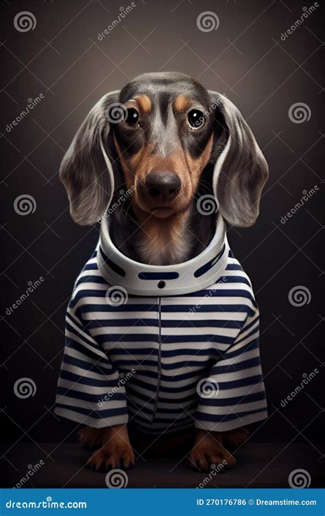 Mugshot of Wanted Dog in Prison, Dachshund in Jail Clothes, Generative ...