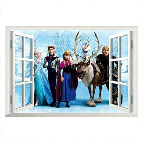 Buy Univocean Frozen Elsa Anna Olaf Kristoff Sven Hans 3D Window Wall ...
