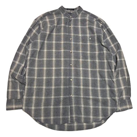 90s BOGARI STUDIO スタンドカラー コットン プレイドシャツ【L】 MADE IN INDIA | BACK IN THE DAYZ.