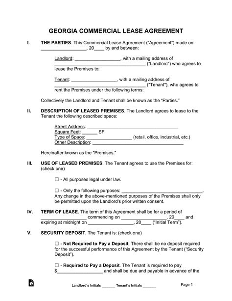 Free Georgia Commercial Lease Agreement Template - PDF | Word – eForms