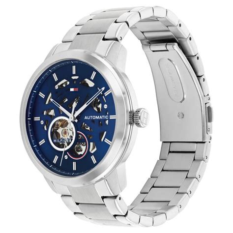 Buy Online Tommy Hilfiger Automatic Blue Dial Stainless Steel Strap ...
