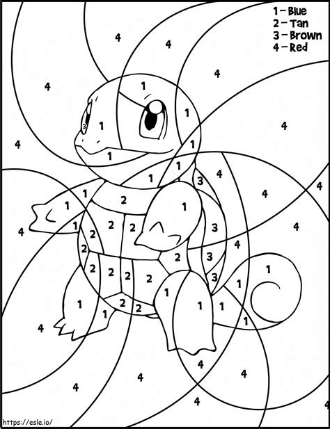 Squirtle Pokemon Color By Number coloring page