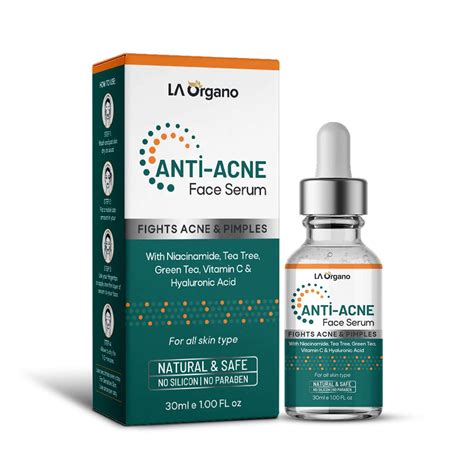 LA Organo Anti Acne Face Serum with Niacinamide, Tea Tree, Green Tree ...