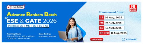 MADE EASY Classroom Courses for ESE, GATE, SSC JE, and PSUs Exams