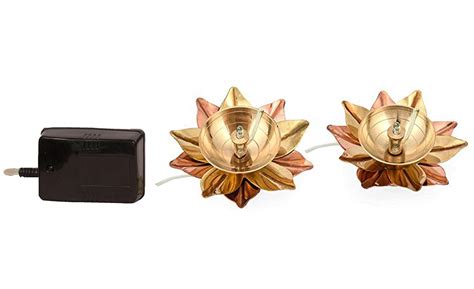Buy Bhimonee Decor Pure Brass Lotus Electric Lighting Gold Bulb Lights ...