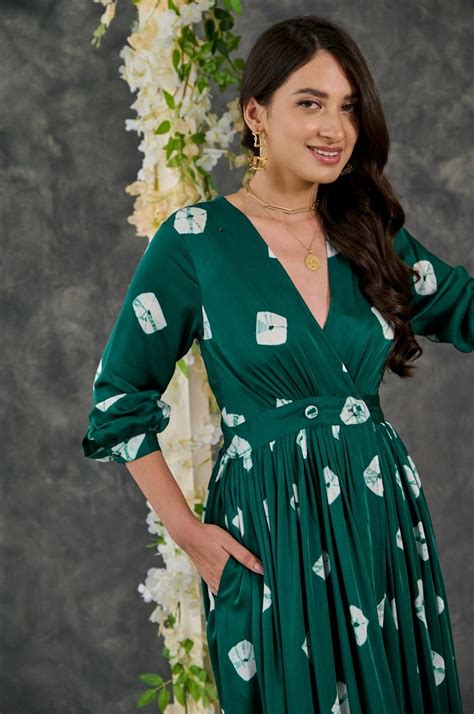 Bandhani Modal Satin Maxi Dress – Gulaal