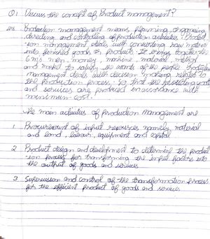 POM Question Bank - BBA 1st Year Question Bank Production and Operation ...