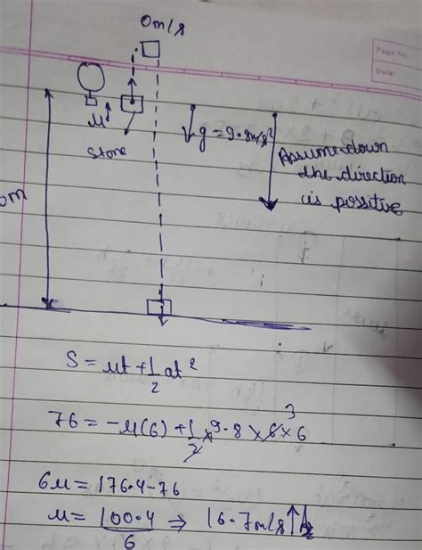 A stone is dropped from a rising balloon at a height of 76 m above the ...