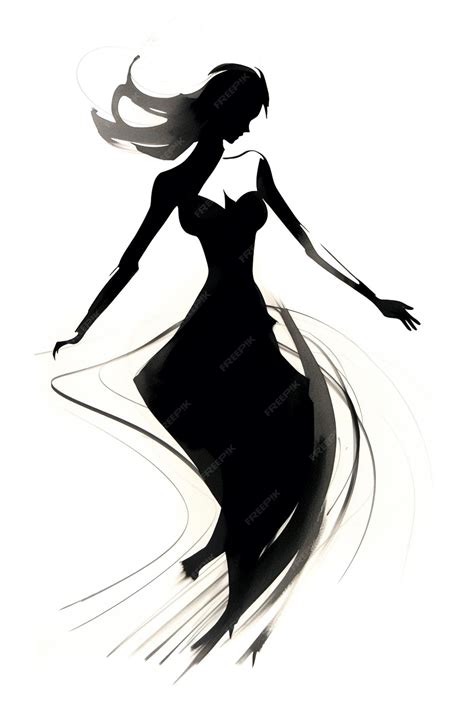 Premium AI Image | Abstract dancing woman silhouette line art drawing
