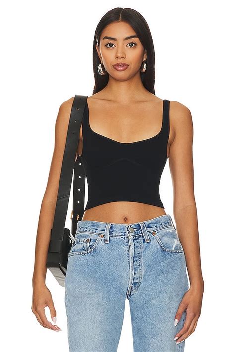 Free People X Intimately FP Meg Seamless Crop in Black | REVOLVE