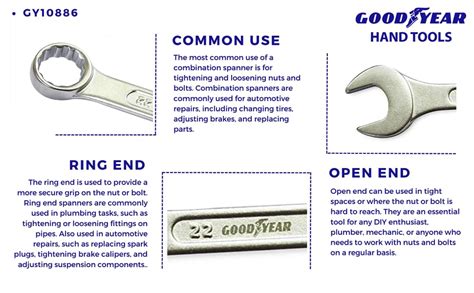 Goodyear 12 Pcs. Combination Spanner Set (6-14,17,19,22 Mm) Rack Pack ...