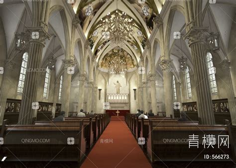 【教堂3D模型】_黄欧式教堂3d模型下载_ID566273_免费3Dmax模型库 - 青模3d模型网