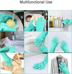 SKEPTIK Silicone Scrubbing Gloves, Non-Slip, Dishwashing and Pet ...
