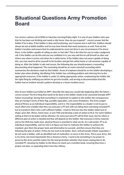 Situational Questions Army Promotion Board 2024 already passed - Army ...