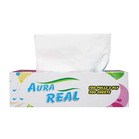Aura Real 2 Ply Face Tissue Box - 100 Pulls, 200 Sheets (Pack of 4 ...