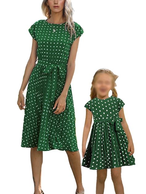 Frontwalk Mommy And Me Swing Polka Dots Matching Outfits Bow Hawaiian T ...