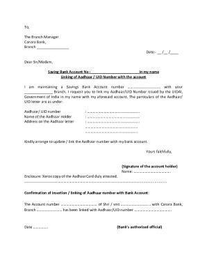 Fillable Online Write a letter to bank manager regarding update my ...