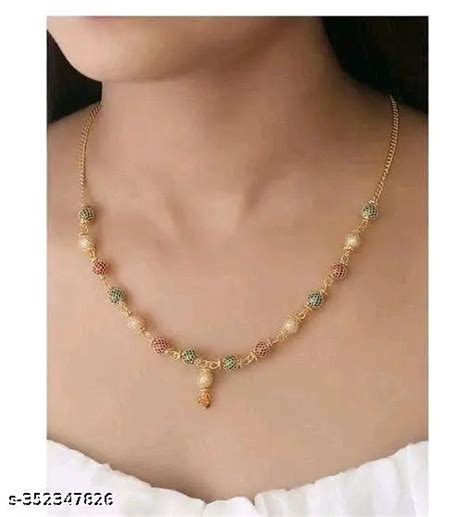 Elite Gold-Plated Necklace Chain Set Beads Bejeweled India | Faritha