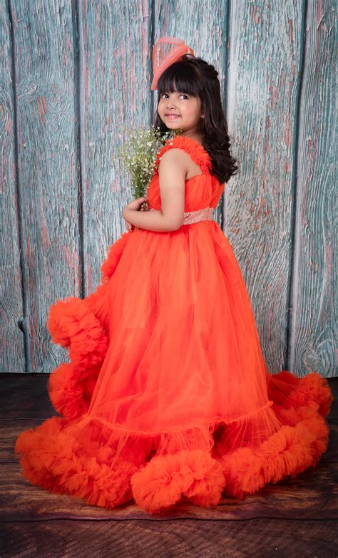 Buy Daisy Orange Gown for Little Girls Online - ForeverKidz