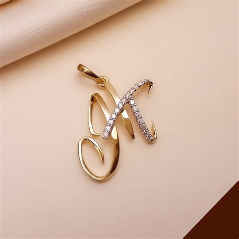 Buy HT Initial Gold Letter Pendant 18 KT yellow gold (3.42 gm ...
