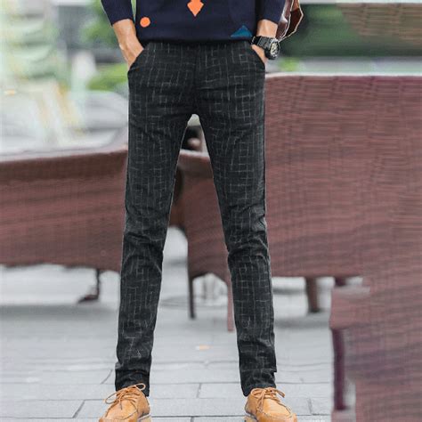 Grid Print Slim Fit Pants // Style 2 // Black (29) - Amedeo Exclusive ...