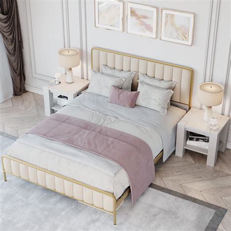 DecorNation Lucius Upholstered Queen Size Bed for Bedroom Home ...