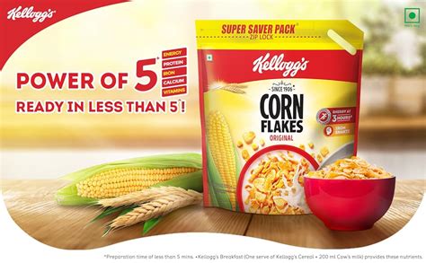 Kellogg's Corn Flakes Original 1.2kg | Power of 5: Energy, Protein ...