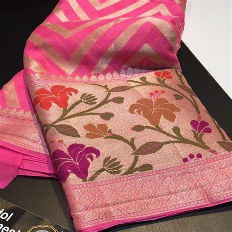 Buy Online Pink Banarasi Meenakari Saree - Indian Ethnic Wear