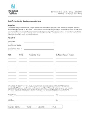 Fillable Online fncu MAP/OnLine Member Transfer Authorization Form ...