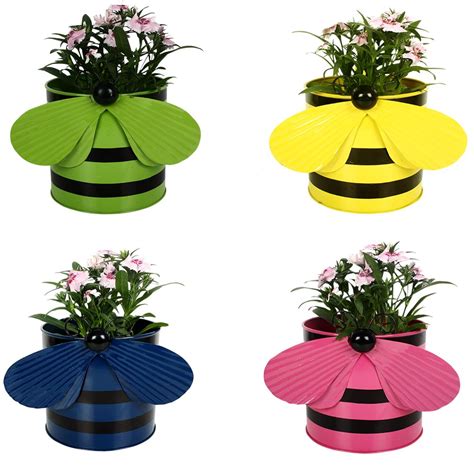 TrustBasket Set of 4 - Bee Planters Green,Yellow,Blue and Pink : Amazon ...