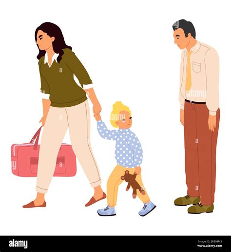 Parents divorce vector illustration wife with child leaving husband Stock Vector Image & Art - Alamy