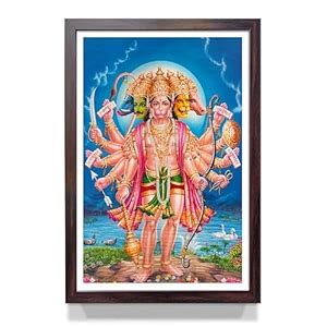 Lord Panchmukhi Hanuman ji Photo Frame (Size 13X19 inches, Brown Color ...