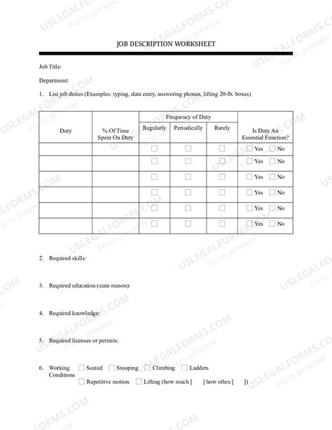 Guam Job Description Worksheet | US Legal Forms