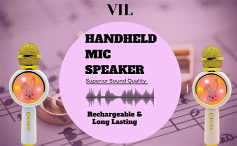VIL Wireless with LED RGB Light Mic Speaker Handheld Mike Karaoke Mic ...