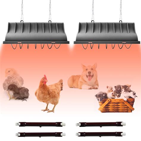 JUSONEY Chicken Coop Heater for Chicks,Brooder Heater with 2pcs Heat ...