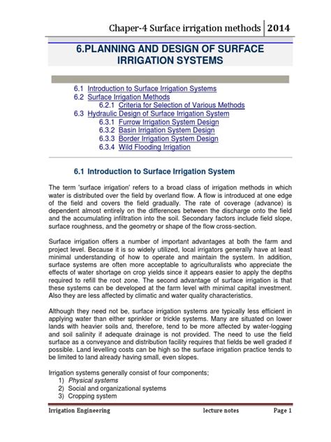 Chapter 6. Surface Irrigation Methods | PDF | Irrigation | Plough