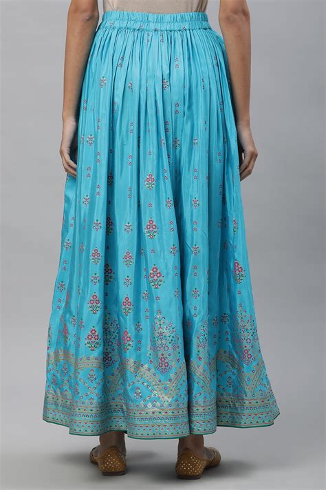 Buy Blue Floral Printed Gathered Festive Skirt Online for Woman | Shop ...