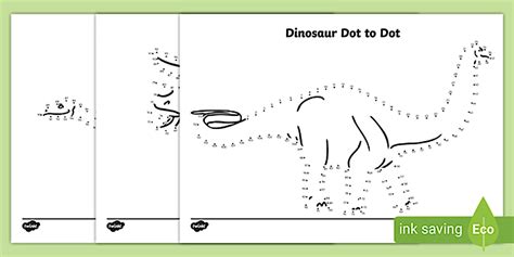 Dinosaur Dot to Dot Beyond 100 Worksheets