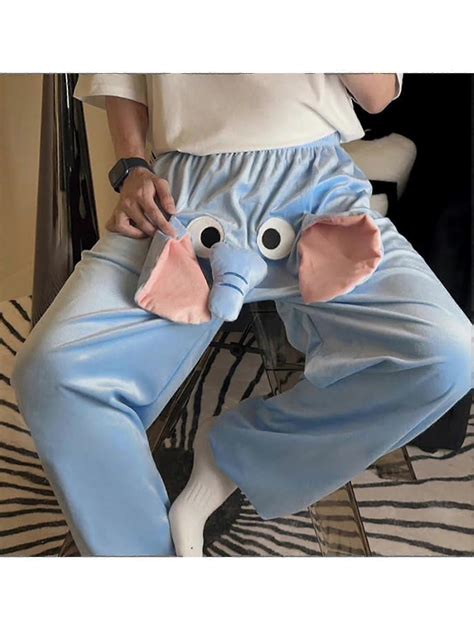 Funny Elephant Pants Womens Mens Lounge Pants Home Plush Couple Pajama ...
