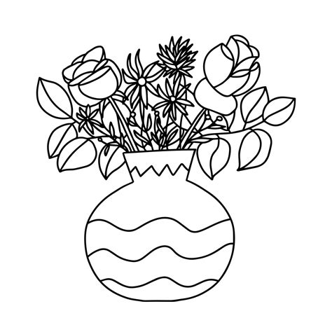 Doodle coloring page vase with flowers. Cute coloring vase with flowers bouquet. 14913868 Vector ... - painting of vase of flowers