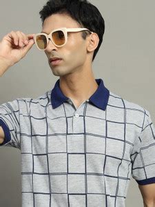 GETGOLF Checkered Men Polo Neck Grey T-Shirt - Buy GETGOLF Checkered ...