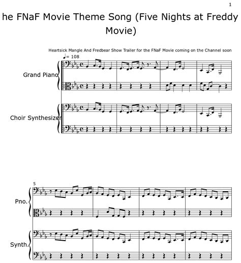 The FNaF Movie Theme Song (Five Nights at Freddy's Movie) - Sheet music ...