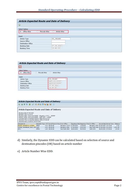 Standard Operating Procedure – Expected Date of Delivery